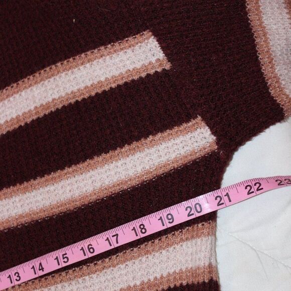 American Eagle Striped Oversized Ballon  sleeve V Neck Knit Pullover Sweater S - Picture 9 of 10
